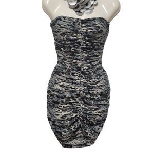 SEXY Mini Dress Animal Print Body Con Grey Black Strapless -NEW- Sizes S - M - L